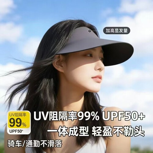 无痕遮阳防晒帽子女太阳夏季2026新款帽檐运动空顶户外白色骑车