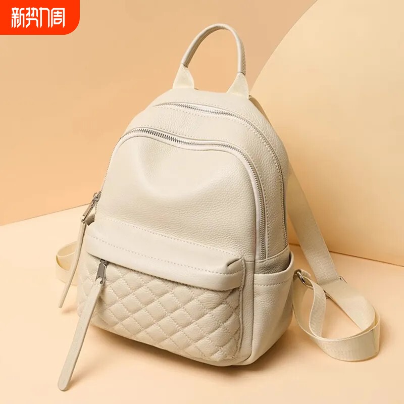 双肩包女2026新款时尚大容量软皮背包头层牛皮休闲百搭宽带单肩包