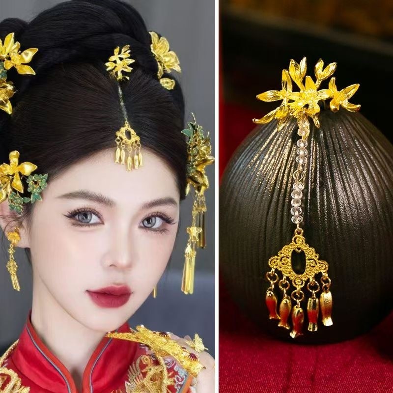 水舞2026新娘额饰中式秀禾服龙凤褂眉心坠发饰古典婚礼汉服配饰新,饰品/流行首饰/时尚饰品新,发饰,淘宝优惠券,粉丝福利购,淘宝优惠卷