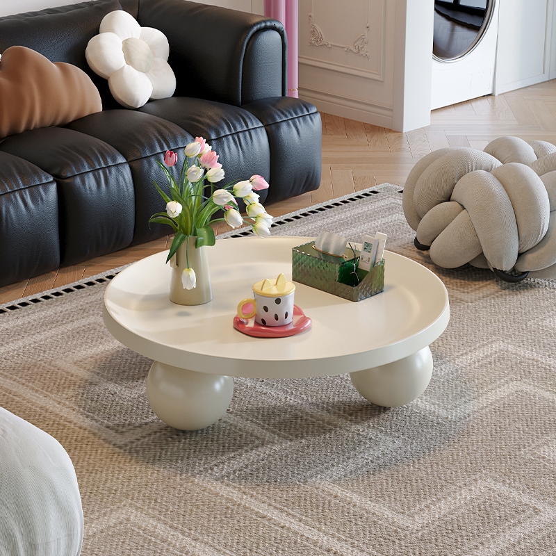 奶油风圆形茶几客厅|千人加购