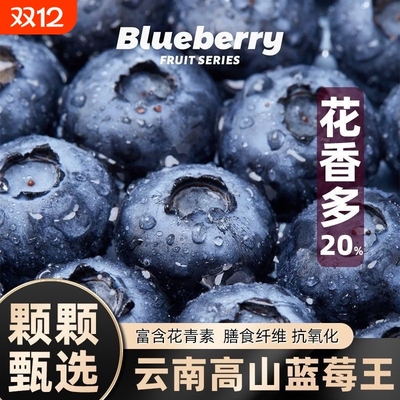 云南高山蓝莓鲜果当季怡颗蓝莓高山L25花香新鲜水果现摘整箱包邮