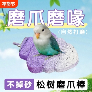 鹦鹉磨砂站杆松树款磨爪磨喙虎皮夏季清凉鸟站台鸟笼配件树叶造景