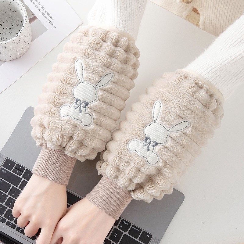 秋冬天成人可爱短款加厚毛绒上班羽绒服防脏罗口护袖套女手套袖头