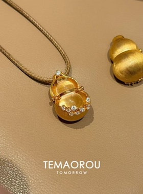 2025新中式独特设计感双葫芦项链女小众设计秋冬编绳毛衣链