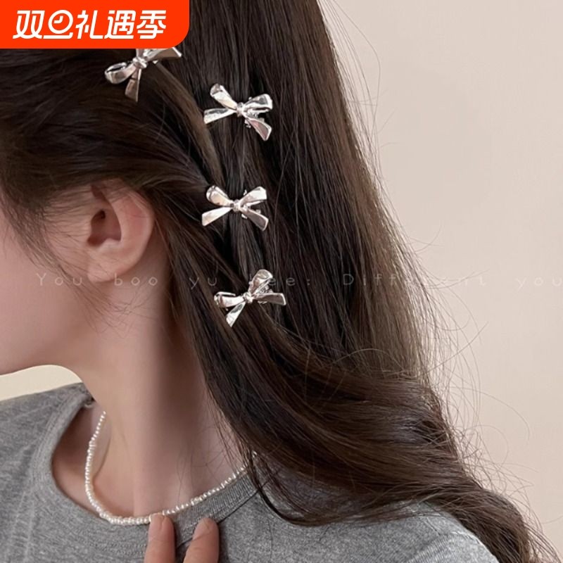甜酷金属蝴蝶结发夹女侧边优雅刘海发卡夹子头饰女2024新款高级感