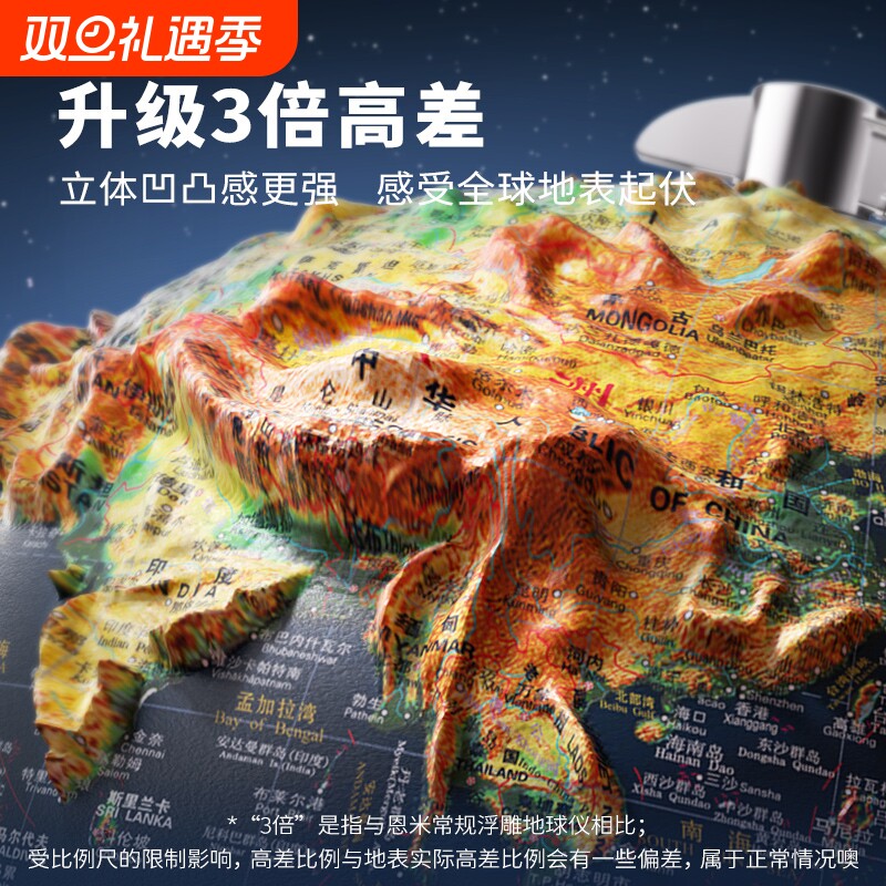 刘涛推荐恩米3d立体凹凸浮雕地球仪小学生学生用初中生专用儿童启蒙
