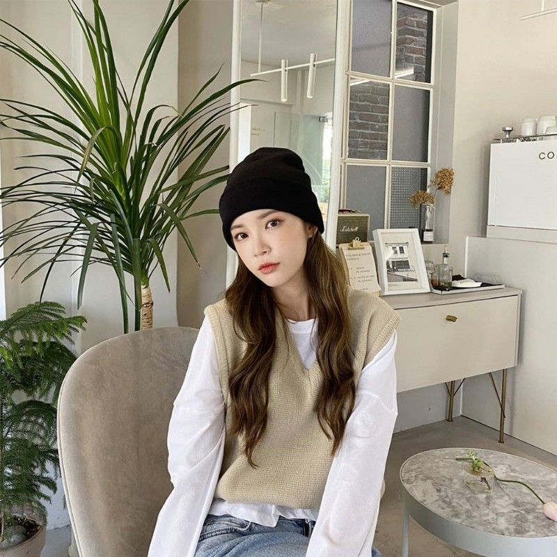 2025新款毛线帽纯色针织帽子秋冬季男女户外保暖套头嘻哈冷帽现批