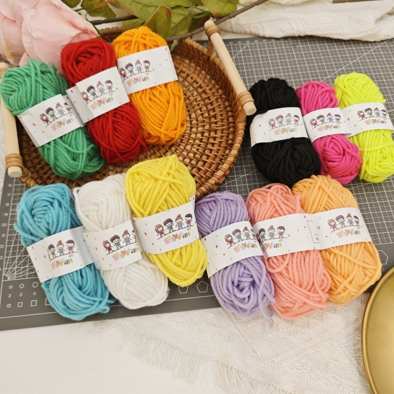 彩色12色毛线团儿童手工DIY制作编织粘贴画幼儿园益智毛线球材料