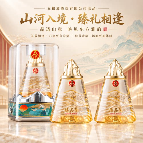 五粮液股份52度浓香型白酒礼盒装送礼500ml*2瓶传承精品酒业雅韵