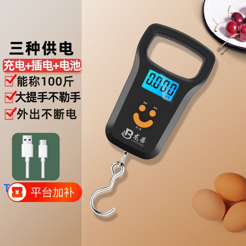 龙蓓迷你手提电子秤50kg便携式高精度家用快递称小秤弹簧小型手拿