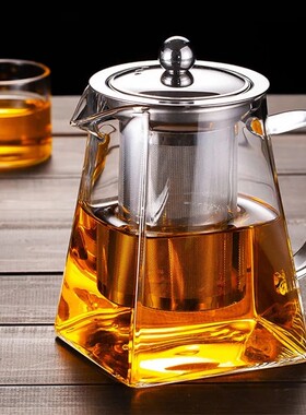加厚耐热玻璃方形茶壶304内胆