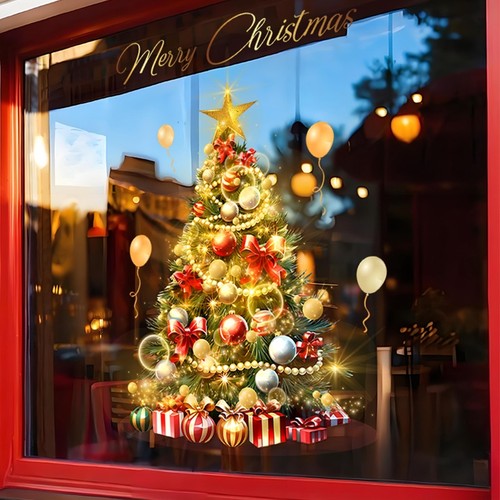 圣诞节装饰玻璃贴圣诞树贴纸