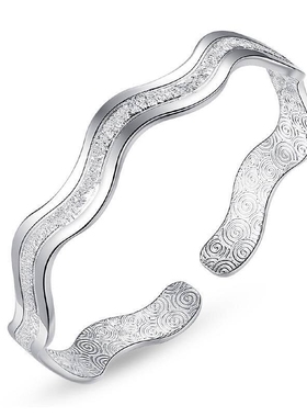 【幂琳】9999纯银手镯女夏年轻款个性时尚小众足银镯子重工银饰生