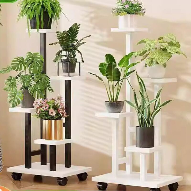 可移动阳台花架子客厅落地式铁艺置物架多层花盆托架多肉植物层架