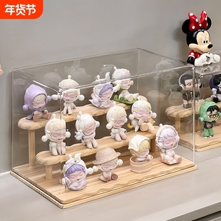 盲盒展示柜收纳架木质玄关摆件阶梯展示盒手办陈列置物架