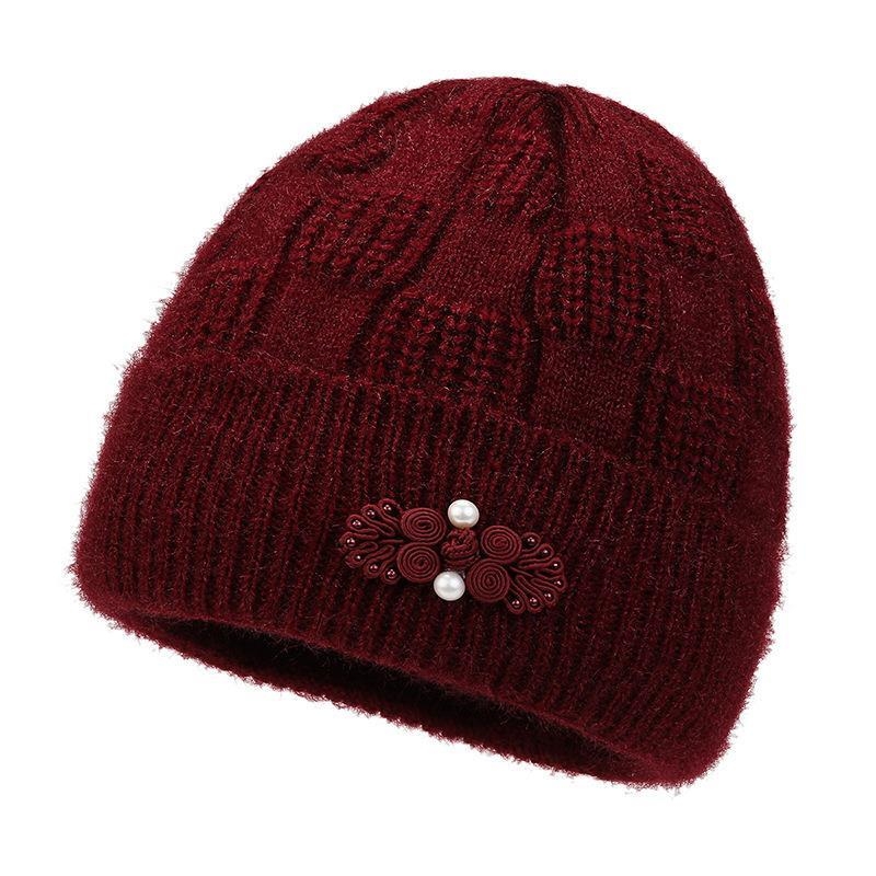 冬款保暖妈妈加厚针织中老年老人帽子女帽奶奶冬天毛线帽百搭棉帽