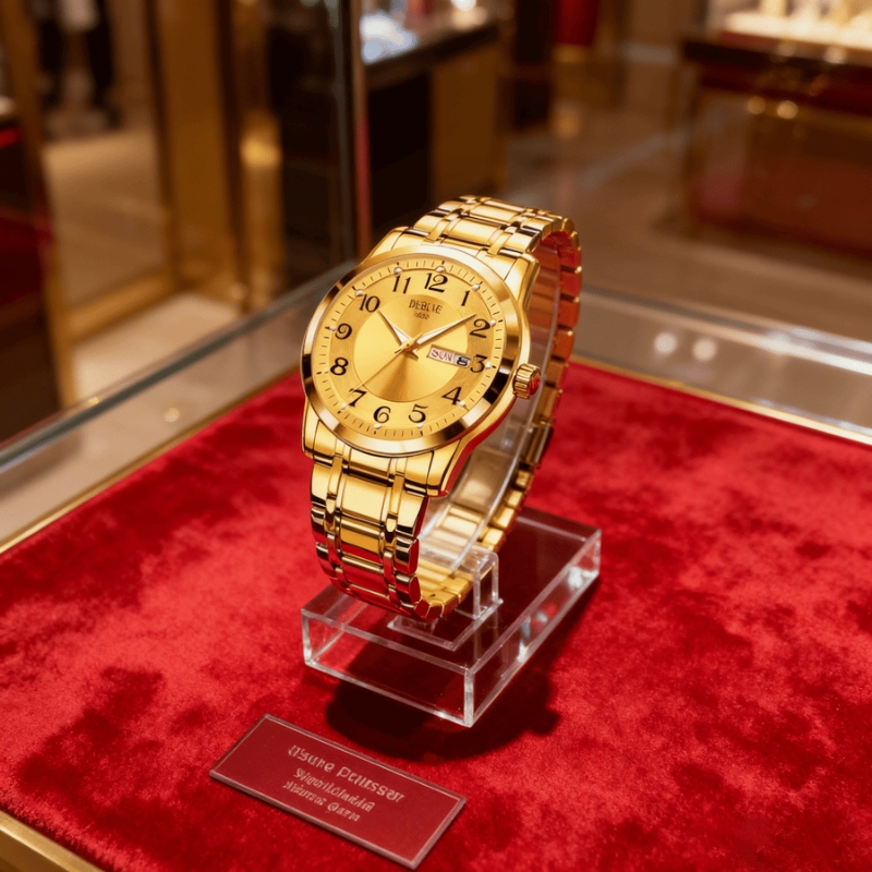 手表男款机械风全自动防水高级感全自动男表数字双日历防水腕表男