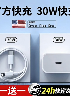 PD30W快充iphone16promax充电器头适用于苹果15pro充电头正品13/14原mx快充12手机11数据线xr编织ipad套装x