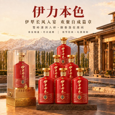 新疆伊犁名酒52度伊力特白酒绵柔型纯粮白酒礼盒送礼宴请500ml*6