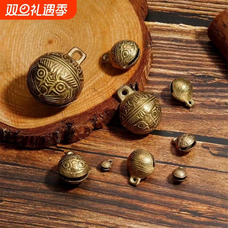 虎头铃铛纯铜diy饰品配件手工编制红绳手链脚链手机链吊饰铜铃