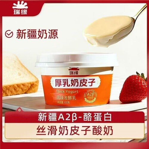 新疆直发瑞缘厚乳奶皮子100g小杯特色风味发酵乳便携酸奶早餐正品