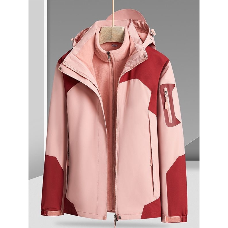 李牌户外山系冲锋衣三合一情侣款可拆卸摇粒内胆登山服夹克男女