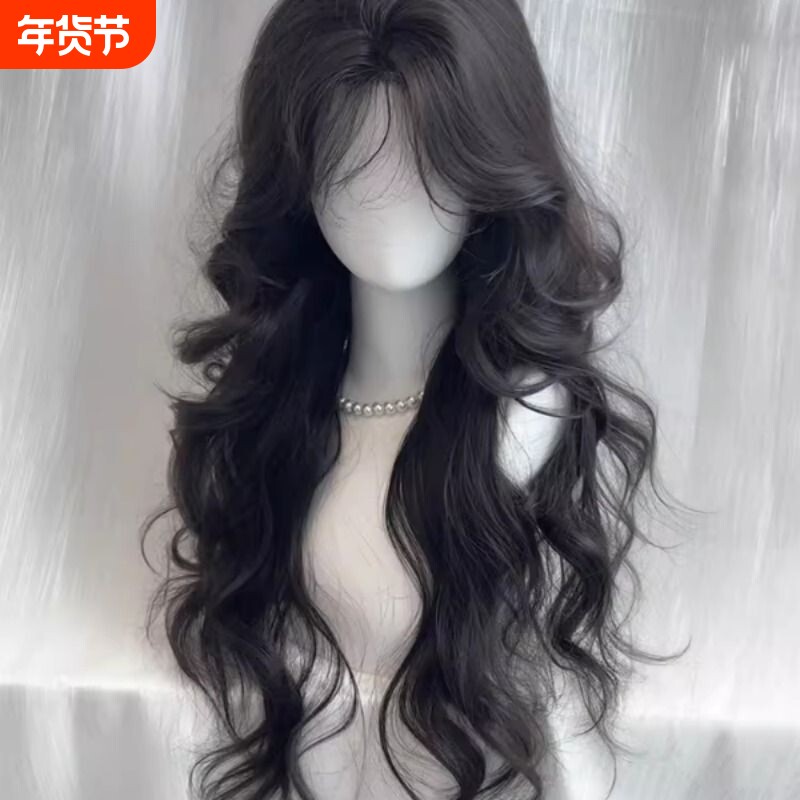 假发女长发自然仿真人发Lolita日常慵懒中分大波浪长卷发全头套