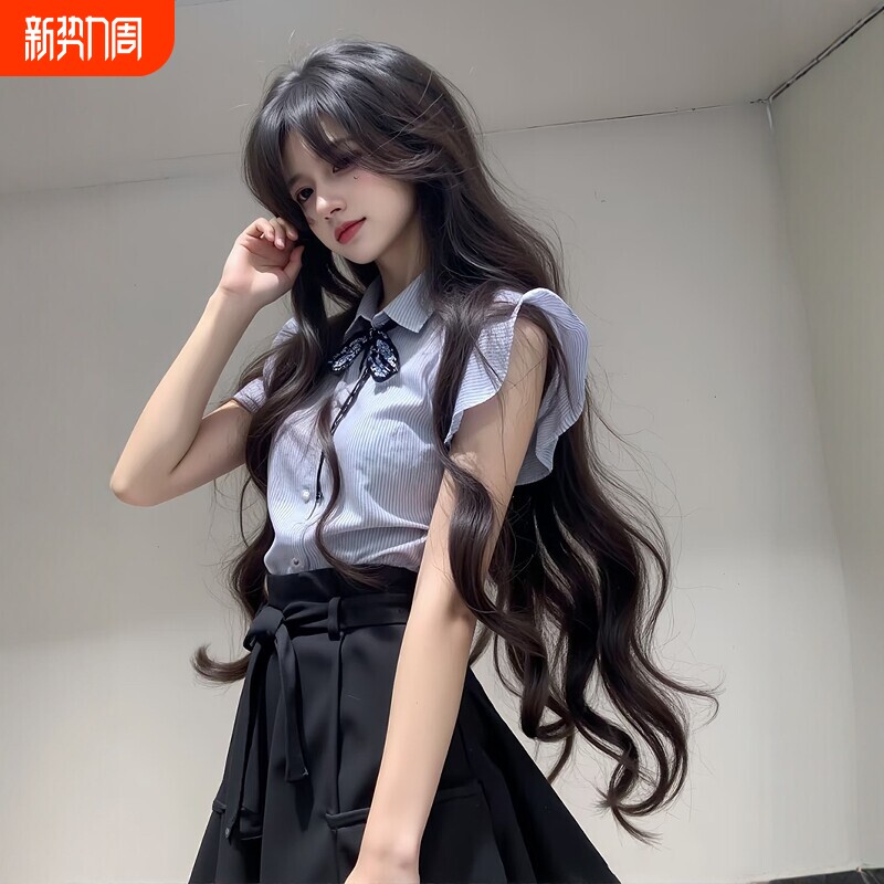 超长卷发假发黑色高层次气质大波浪lolita女全头套日常加长版8