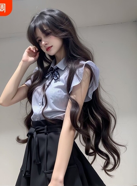 超长卷发假发黑色高层次气质大波浪lolita女全头套日常加长版85cm