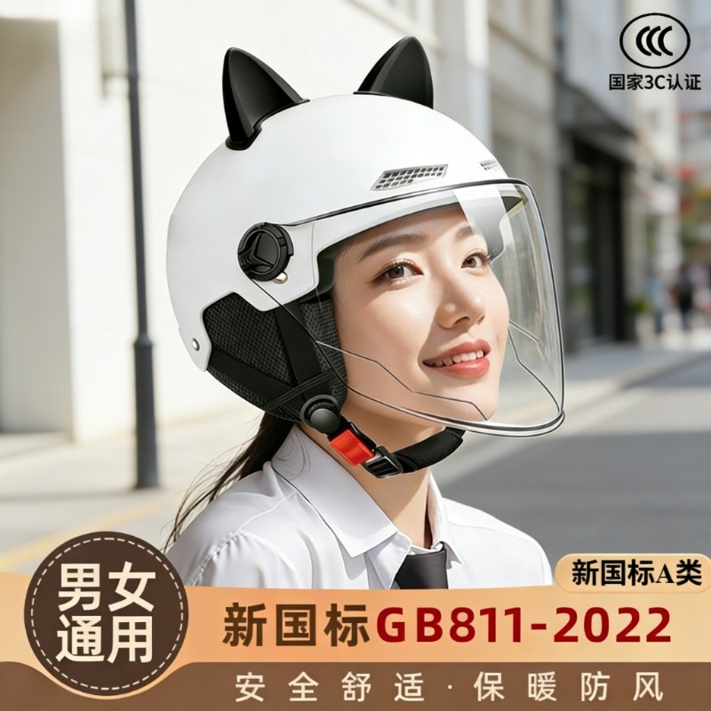 新国标3C认证电动摩托车头盔男女电瓶车防双镜冬季四季通用安全帽