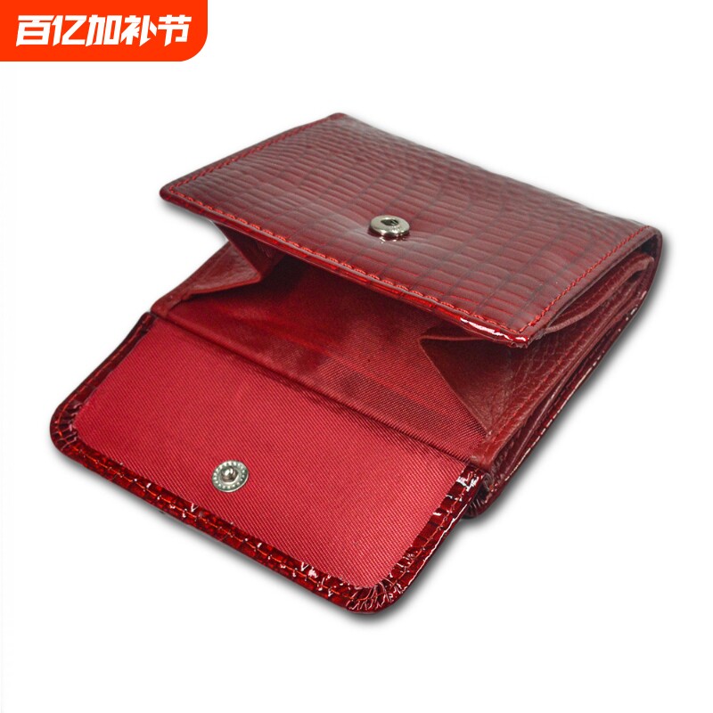 外贸迷你多功能零钱包女士真皮钱包速卖通爆款多卡位漆皮女短钱包