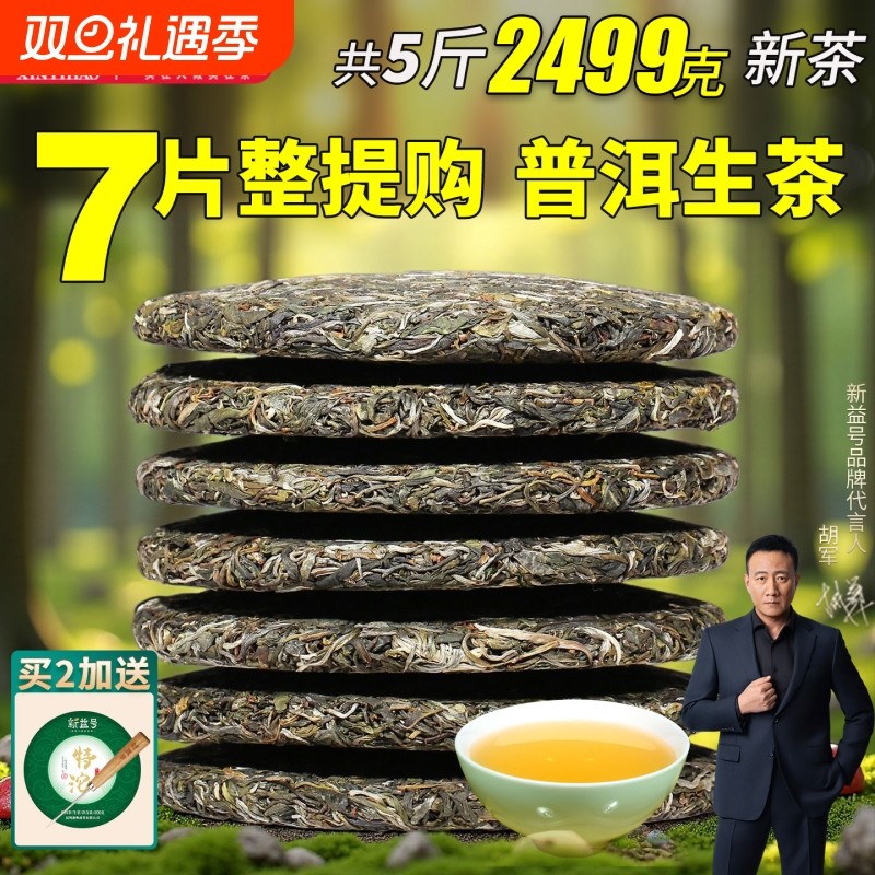 普洱茶生茶饼2025新益号古树普洱生茶云南七子饼茶叶自己喝口粮茶