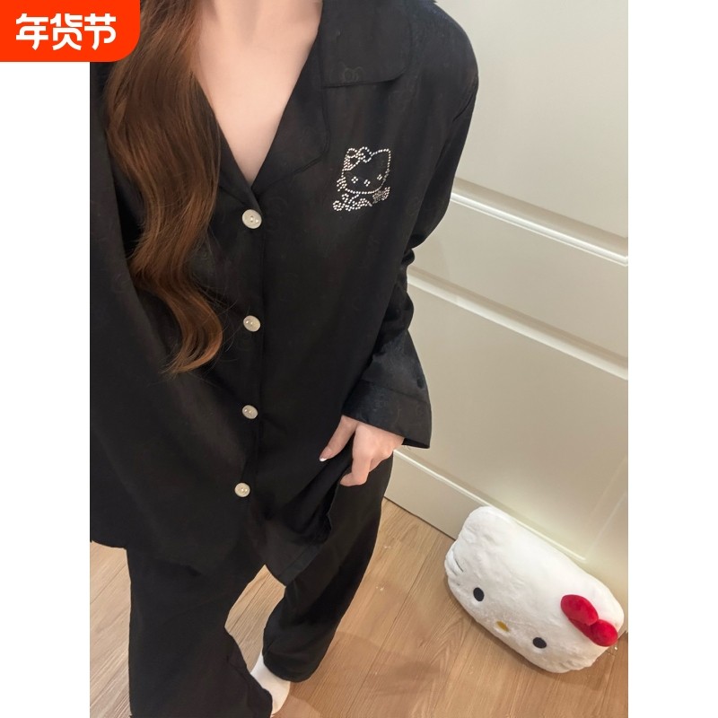 冰丝睡衣女款春秋季薄款长袖网红风2026新款丝绸大码家居服两件套