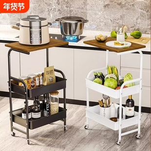 带桌板小推车置物架可移动收纳架家用零食收纳置物小推车厂家
