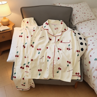 纯棉少女睡衣春秋长袖套装云朵棉可外穿开衫家居服夏甜美长裤休闲