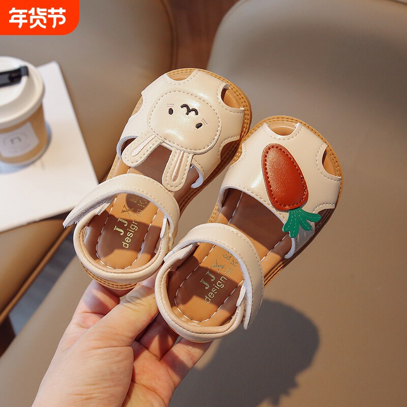 女童包头凉鞋2025夏季新款儿童镂空公主鞋女宝宝软底小兔学步鞋潮