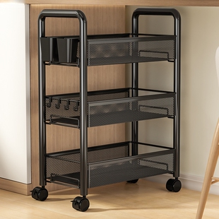桌下置物架带轮可移动小推车学习桌边多层放置架小书柜零食收纳