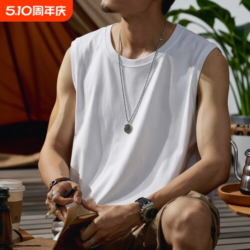 美式重磅纯棉背心男坎肩运动t恤