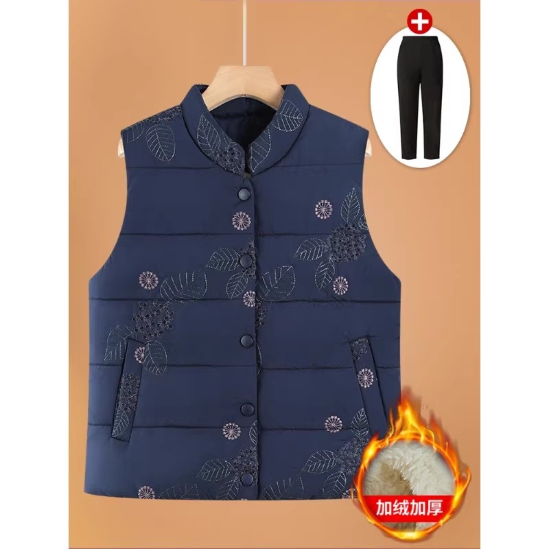 中年奶奶装秋冬棉马甲女老人冬季加绒加厚背心保暖坎肩新款妈妈装