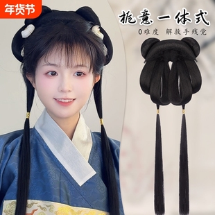 汉服假发一体式古风后压发包盘发造型古装头饰明制假发髻日常发包