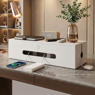 插线板收纳盒电源数据线充电器整理神器插排插座桌面集线器免组装