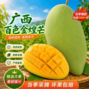 广西百色青皮金煌芒果包邮新鲜现摘当季热带水果核小多汁果肉Q弹