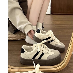 2025夏季 女鞋 厚底小白鞋 阿甘鞋 不累脚隐形 新款 休闲运动板鞋 德训鞋