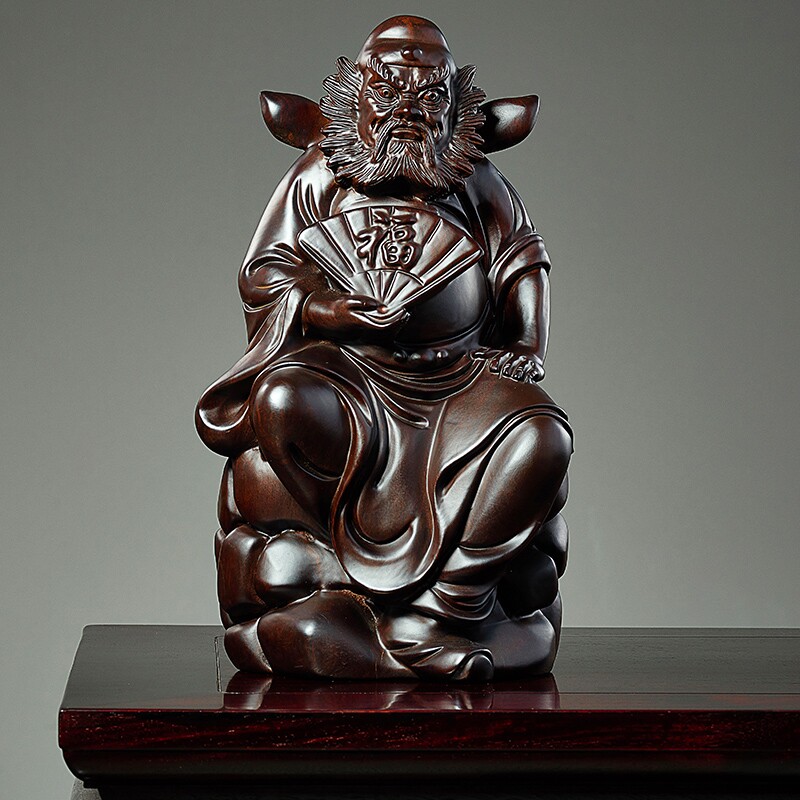 钟馗神像摆件黑檀木雕实木中式风水伏魔乔迁新居供奉家用开业礼品