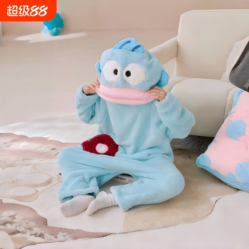 丑鱼儿童法兰绒连体|千人加购