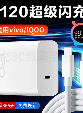 适用VIVOX100充电器120超级闪充vivoX90S充电头10A快充vivox80pro手机充电器iQOONeo9 8 双C原装数据线