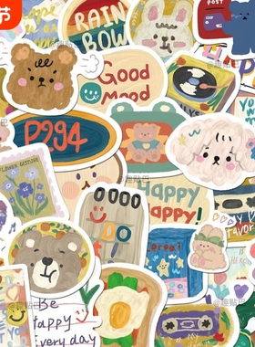 行李箱可爱贴纸449张ins风高级水笔画网红爆款创意个性韩系装饰防水环保旅行吉他