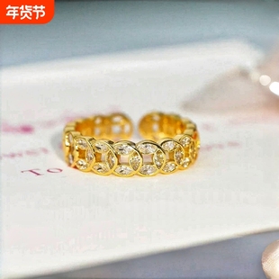 铜钱戒指锆石戒指钱串子戒指2025新款爆款食指戒巨好看的戒指高级