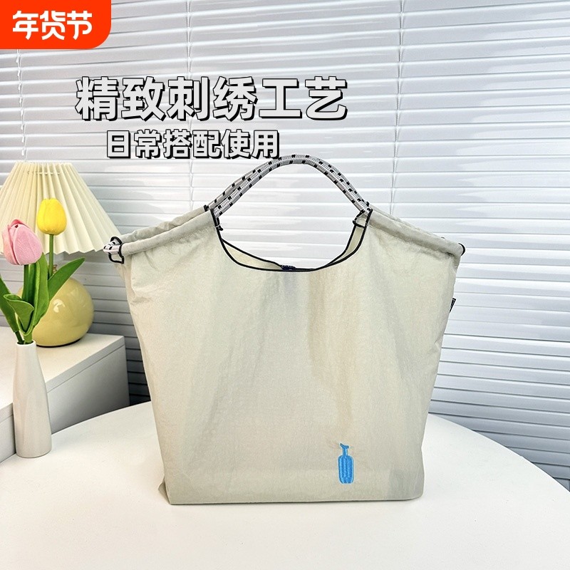 新款ball chain刺绣环保购物袋尼龙防水帆布包女士手提单肩