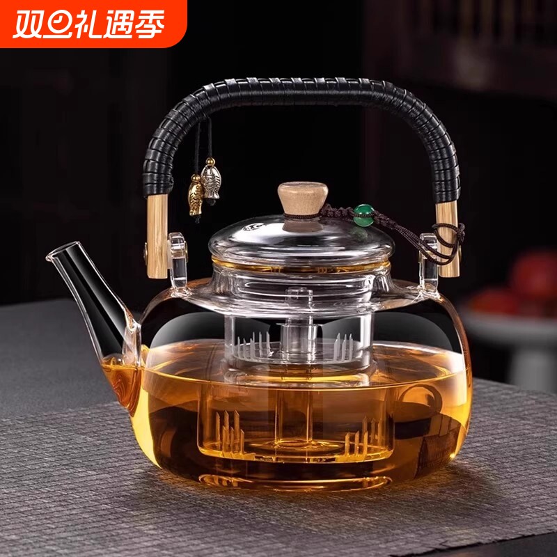 2025新款玻璃煮茶壶耐高温加厚煮茶器电陶炉提梁壶烧水电热炭火